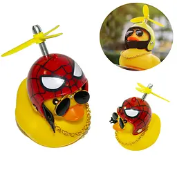 Качка в шоломі на кермо авто Шолом SpiderMan жовта качка з окулярами в торпеду Red Broken Duck - мініатюра 2