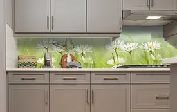 Вініловий кухонний фартух Польові Ромашки наклейка для кухні ПВХ метелик Квіти Зелений Happy Pocket Z181637 - мініатюра 4