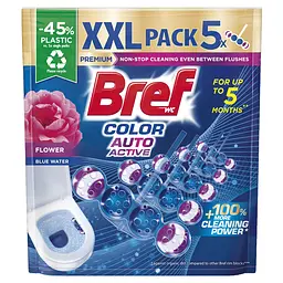 Туалетний блок для унітазу Bref Color Auto Active Квіткова свіжість 250 г (5 шт. х 50 г)