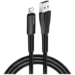 Дата кабель USB 2.0 AM to Lightning 1.0m zinc alloy + led black ColorWay (CW-CBUL035-BK)
