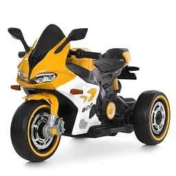 Дитячий електричний мотоцикл Bambi Racer 12V одномісний до 30 кг Жовтий (DE-169-E-927)