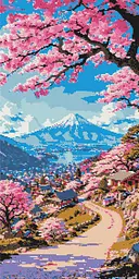 Алмазная мозаика/вышивка Красота японской сакуры 40*80 см Оригами OD 5141