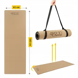 Килимок (мат) спортивний 4FIZJO Cork 183 x 61 x 0.4 см для йоги та фітнесу 4FJ0590 (P-5907739319562) - мініатюра 6