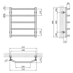 Сушарка для рушників водяна Kroner KRP Diva WT600x500-5 (CV036303) - мініатюра 5