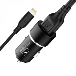 Автомобільний зарядний пристрій SkyDolphin SZ02L Aluminium (2USB, 2.4A) Black + кабель Lightning (AZP-000071) - мініатюра 5