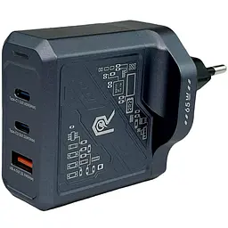 Зарядний адаптер Remax RP-U108 65W 1A+2C швидка зарядка GaN RP-U108 2xType-C + 1xUSB-A Чорний - мініатюра 5
