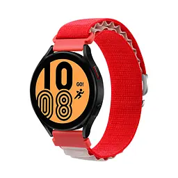 Браслет для Samsung Galaxy Watch 4 - червоно-білий Watchbands NormalCloth ширина кріплення 20мм нейлоновий (W24-4WB91117766) - мініатюра 3