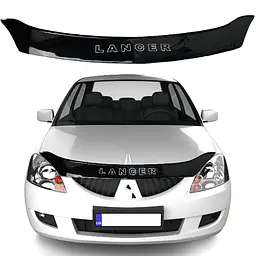 Дефлектор капоту мухобійка Mitsubishi Lancer IХ 2003-2007 (Коротка) Кріплення Пластини Voron Glass