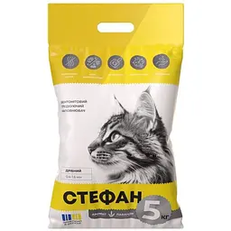Наповнювач для котячих туалетів Стефан бентонітовий дрібний 0.4-1.5 мм 5 кг жовтий