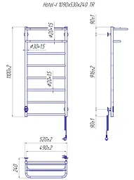 Електрична рушникосушка Mario Hotel-І 1090x530/240 TR таймер-регулятор 2.3.6204.11.P - мініатюра 3