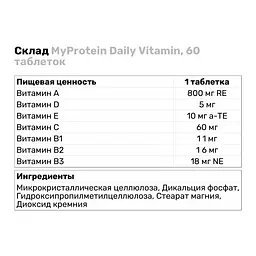 Вітаміни та мінерали MyProtein Daily Vitamin 60 таблеток - мініатюра 3