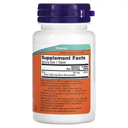 Вітаміни та мінерали Zinc 50 mg, 100 таблеток NOW vit0004526 - мініатюра 2