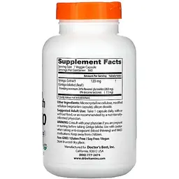 Супер сильний екстракт Гінкго Doctor's Best Ginkgo Extra Stength Profile Proven 120 мг 360 вегетаріанських капсул - мініатюра 2