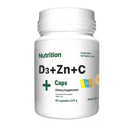 Вітаміни та мінерали EntherMeal D3 + Zinc + С 60 капсул
