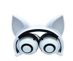 Навушники з вушками SUNROZ Linx Bear Ear Headphone Лисички LED 1,5 м Білий (SUN2649)