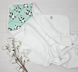 Дитячий рушничок-куточок 80х80 a.l.babybox Панди акробати Білий - мініатюра 2