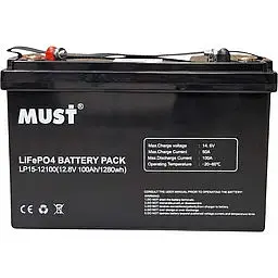 Акумулятор стаціонарний Must LiFePO4 LP15-12100 (+/-) 12.8V 100Ah клема під болт
