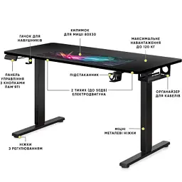Комп'ютерний стіл Mealux PowerDesk Duo Black (EVO-242 Duo B/B) - мініатюра 4