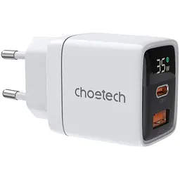 Мережевий зарядний пристрій Choetech (USB-C+USB-A) White (PD6052-EU-WH)