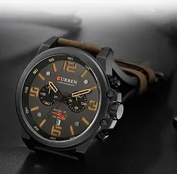 Наручний годинник чоловічий Curren Monreal Armor Black 2 ремінці Чорний (3598) - мініатюра 4