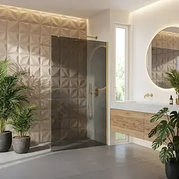 Душова стінка Rea Flexi 140x195 grey brushed gold KPL-K99280 - мініатюра 2