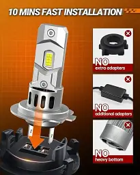 Світлодіодна LED лампа для фар SEALIGHT H7 18000lm 6500K, холодне біле світло, 500% яскравості, розмір 1:1 - мініатюра 6