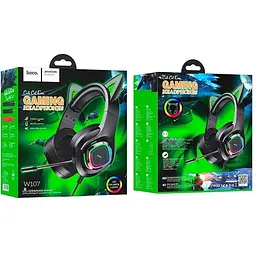 Навушники Hoco W107 Cute cat luminous cat ear gaming headphones - мініатюра 7