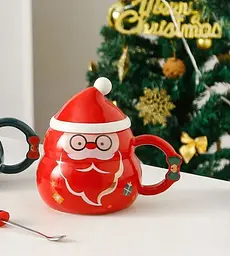 Чашка новорічна керамічна червона Merry Christmas 480 мл - мініатюра 2