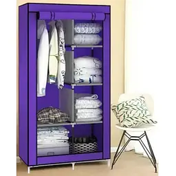Тканинна шафа для одягу складна на 2 секції фіолетовий Storage Wardrobe 88105