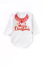 Новорічний комплект для дівчинки Merry Christmas з червоною фатіновою спідницею