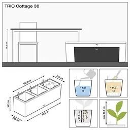 Вазон Lechuza Trio Cottage 30 пісочно-коричневий (15006) - мініатюра 4