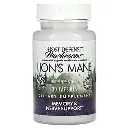 Їжачок Гребінчастий, Lion's Mane, Host Defense, підтримка пам'яті та нервів, 1 г, 30 ве Fungi Perfecti vit0001521