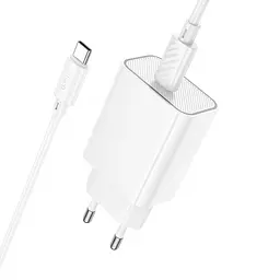 МЗП Hoco C143A Benefit PD20W (1USB-C) + кабель Type-C to Type-C White - мініатюра 6