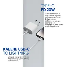 Швидка зарядка для Apple 20W USB-C Power Adapter White AMHJ83 + кабель Lightning (ARS83335) - мініатюра 5