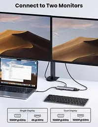 Док-станція USB3.1 Type-C --> HDMI/VGA/USB 3.0х3/RJ45/SD/TF/PD/3,5мм TRRS 100W 10-in-1 CM498 Ugreen - мініатюра 5