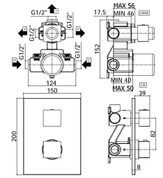 Термостат прихованого монтажу Paffoni Elle чорний матовий LEQ 519 NO/M, Чорний матовий - мініатюра 3