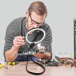 Нашийна ручна лупа збільшувальне скло з підсвіткою від USB 4 в 1 для читання та для рукоділля в'язання  вишивання  з лінзою на магніті та кріпленням ремішком з 2-х кратним збільшенням - мініатюра 7