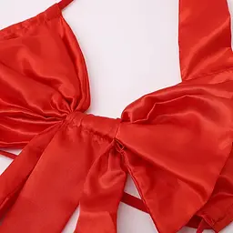 Сексуальний костюм Подарунок, еротичне монокіні з атласною стрічкою One Size S-L червоний - мініатюра 5