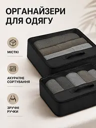 Набір дорожніх органайзерів для валізи 11 в 1 для одягу, взуття та косметики чорний (49676175) - мініатюра 5