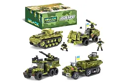 Конструктор IBLOCK PL-921-427 Армія, 154-237 деталей, 4 види, коробка 23 x 4,5 x 14 см