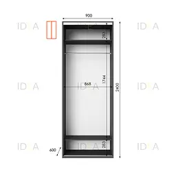 Шафа-купе Idea серія 8 90 x 60 x 240 см Антрацит - мініатюра 2