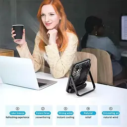 Настільний акумуляторний вентилятор із цифровим дисплеєм і USB-зарядкою - мініатюра 2