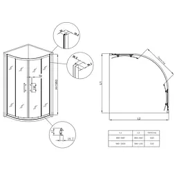 Душова кабіна без піддону Koer Sr SC04-90x90x195-TR-02 прозоре скло Easy Clean 5мм Ss Color KR5682, Нержавіюча сталь, прозорий, Нержавеющая сталь - мініатюра 4