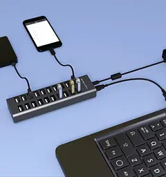 USB hub Acasis H037 на 20 USB портів (Сірий) - мініатюра 3