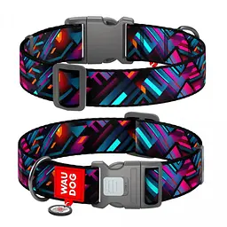 Нашийник для собак нейлоновий Waudog Nylon з QR паспортом малюнок Нескінченні світи XXL  - мініатюра 2