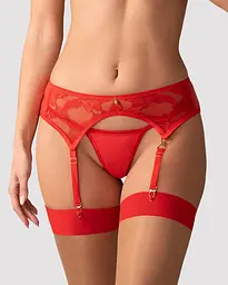 Пояс для панчох Obsessive Aliosa, 2XL/3XL (червоний - мініатюра 4