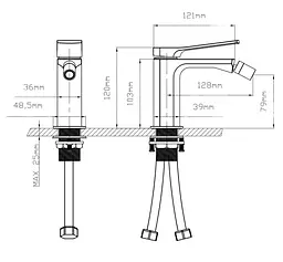 Змішувач для біде Qtap Slavonice, Gunmetal Black PVD (k35) QTSLA255GMB45923 - мініатюра 4