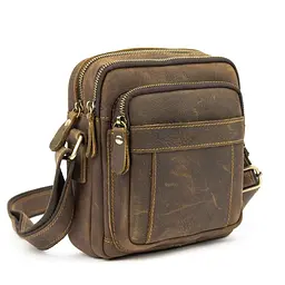 Невеликий шкіряний месенджер коричневого кольору Tiding Bag M39-681DB