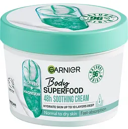 Заспокійливий зволожуючий крем Garnier Body Superfood Алое, для нормальної та сухої шкіри, 380 мл