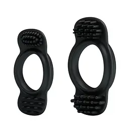 Ерекційне кільце Baile Double Cock Ring, набір з 2 шт (чорний)